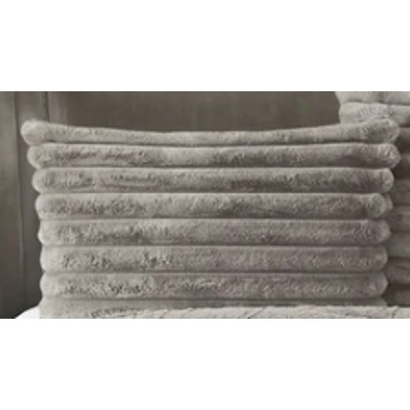 ONE SINLE FRYE Faux Fur Gray Pillow Case Sham King Channel Stripe | Only One - Picture 1 of 4
